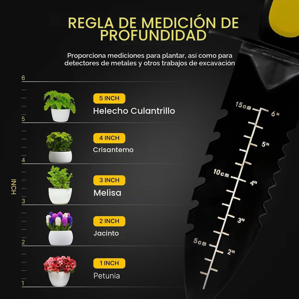 Pala detector de metales, herramienta de excavación de doble borde dentado resistente, con cuchillo para jardinería, caza, campamento, deshierbe, plantación y búsqueda de tesoros, color negro