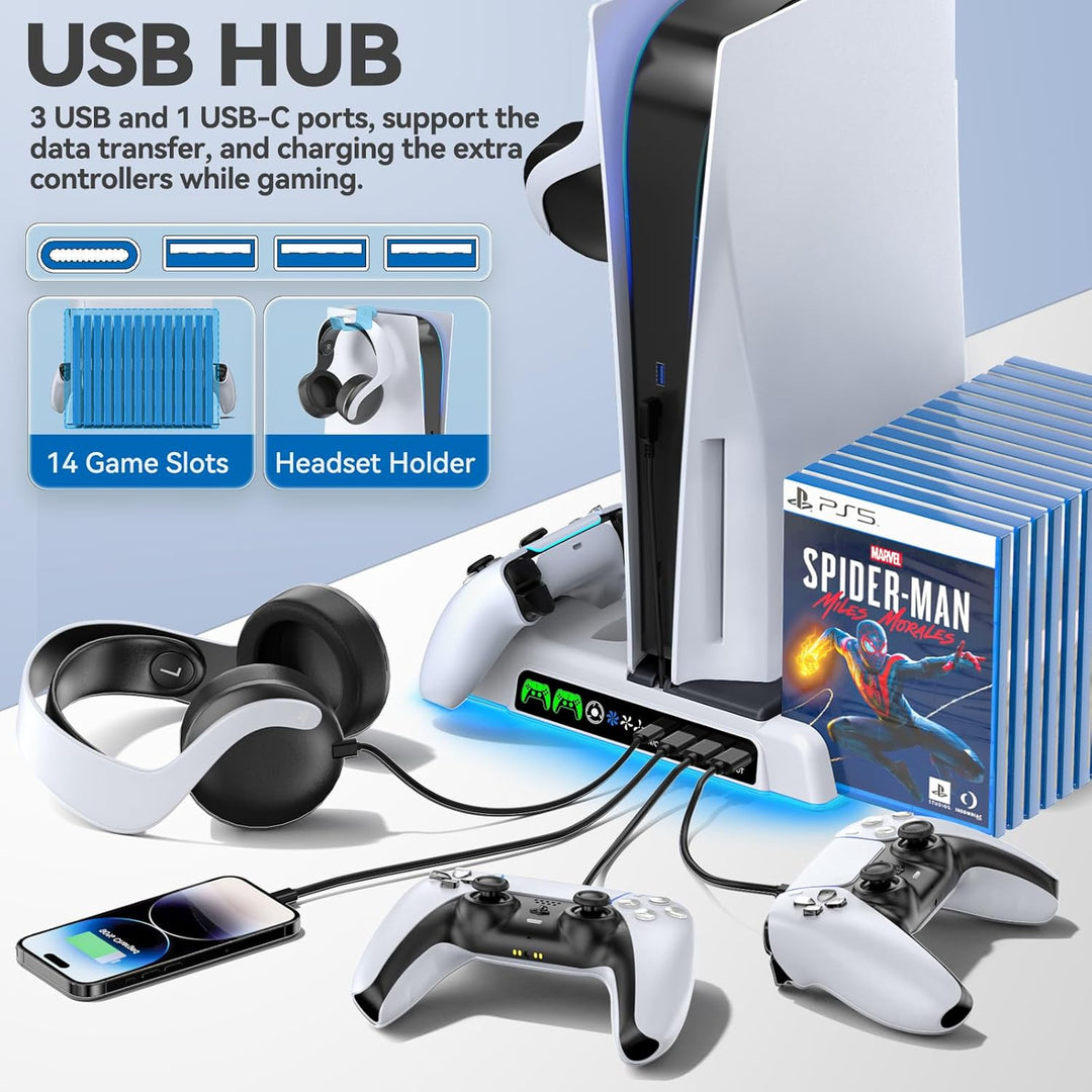 OIVO PS5\/Slim\/Pro Stand and Cooling Station with LED Controller C...