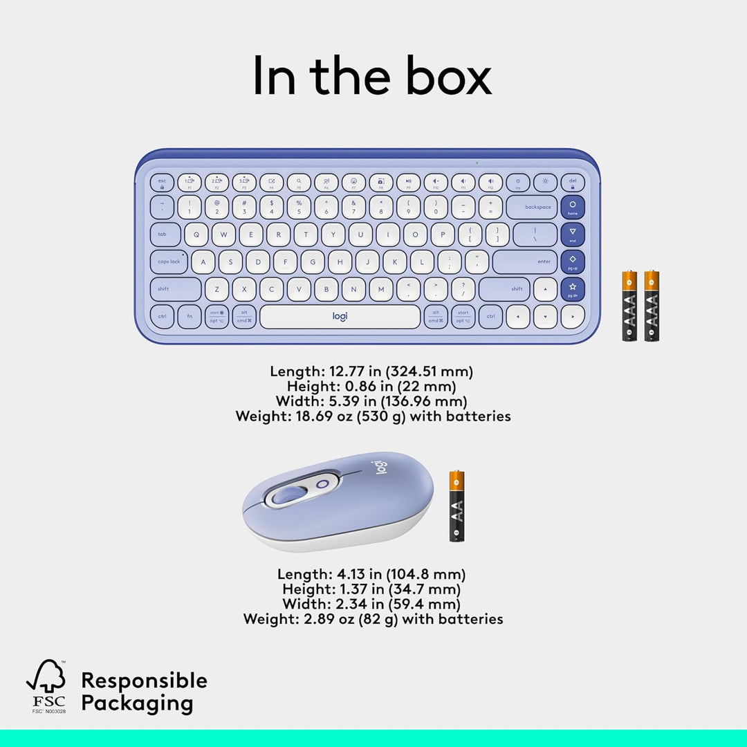 Logitech Combo POP ICON, combo de teclado y mouse Bluetooth, escrit...