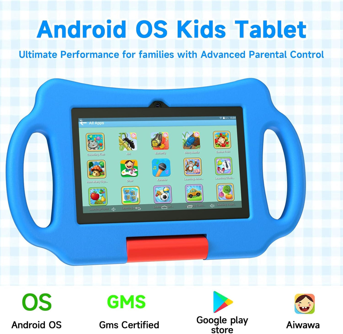 Vyrolina - Tableta infantil de 7 pulgadas, 4 GB de RAM, 32 GB, fund...