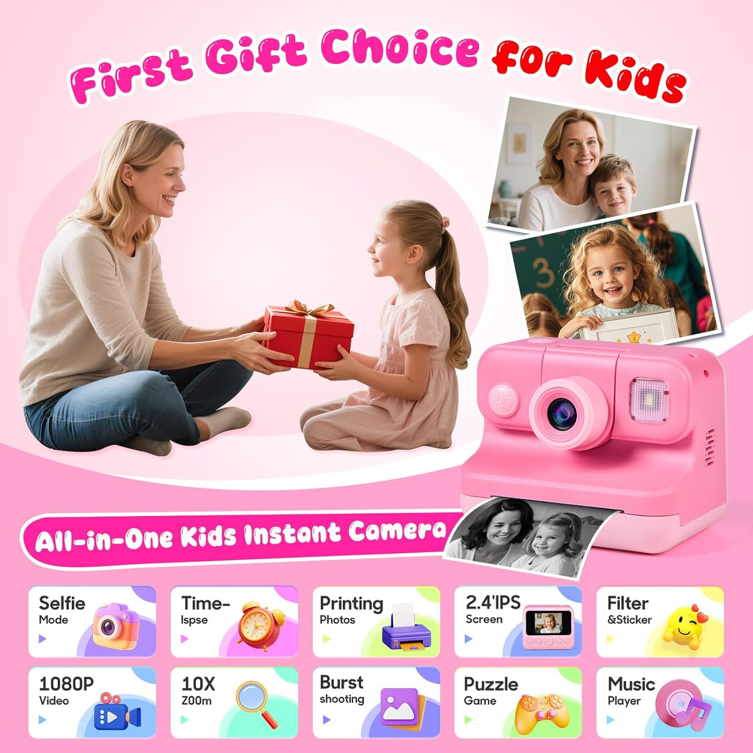 Elecoutek Cámara de impresión instantánea para niños con bolsa de t...