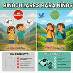 Binoculares para niños – Juguete perfecto para niños pequeños y niñas – Juego extenso que incluye lupa y brújula – Potente aumento 8 x 21 – niños de 3 a 12 años para niños pequeños
