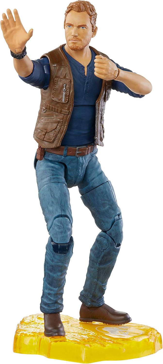 Jurassic World Toys Owen Grady Figura de acción coleccionable de 6 pulgadas con detalle de película, articulaciones móviles, accesorio de cuchillo de juguete, manos adicionales