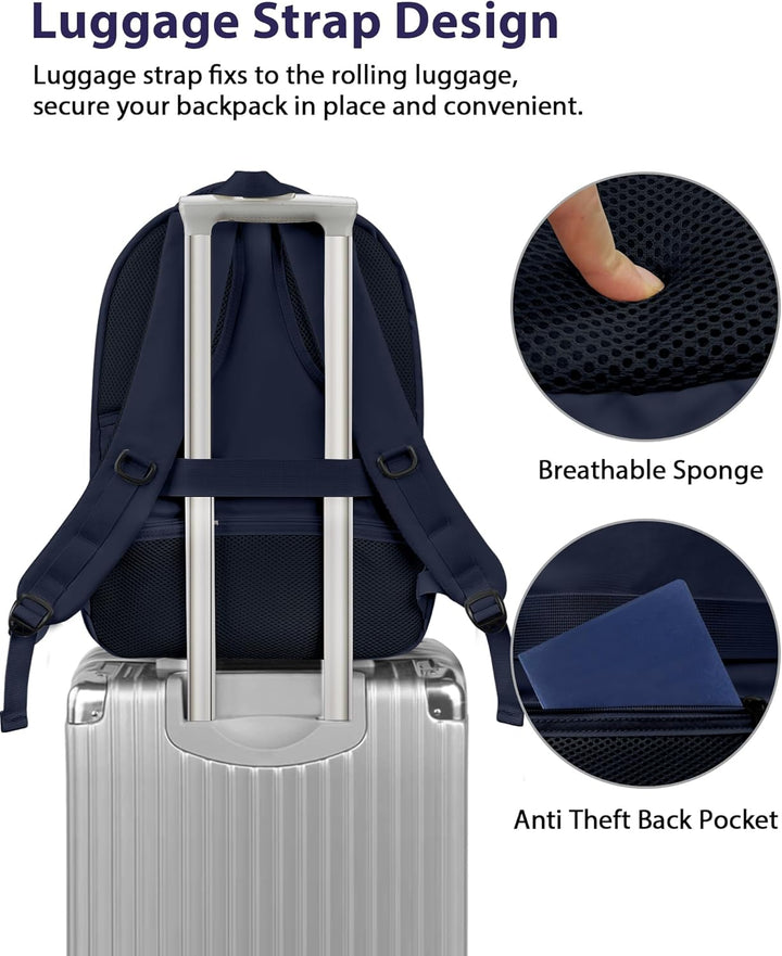 MATEIN Mochila para laptop, azul oscuro, marrón., 17 pulg., Mochila...