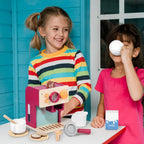 GAGAKU Máquina de café de madera para niños pequeños, juguetes de aprendizaje Montessori para niñas y niños de 3, 4, 5 años, accesorios de cocina realistas con máquina de café expreso y juego de arte con leche
