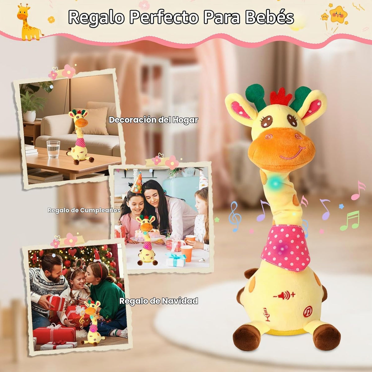 Juguete de jirafa bailarina, juguete de peluche, juguete de jirafa que habla