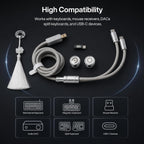 Split Dual 8K Gaming Cable AM Edition 1.4m / 4.6 ft (4.6 pies), conexión dual de alta velocidad, baja latencia, compatible con dispositivos USB tipo C, malla duradera de alambre plateado