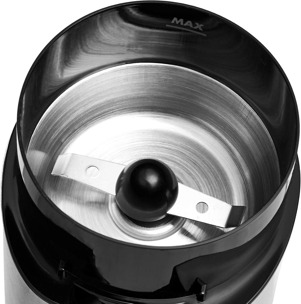 Amazon Basics Molinillo de café eléctrico rápido para uso doméstico, molinillo de granos de café y especias fácil de usar con cuchillas de acero inoxidable de alta resistencia