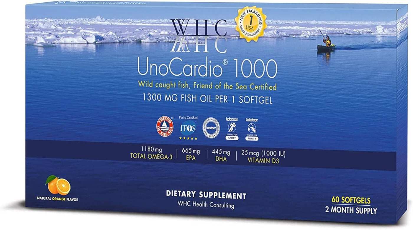 UnoCardio 1000 WHC 004 oz de aceite de pescado puro de