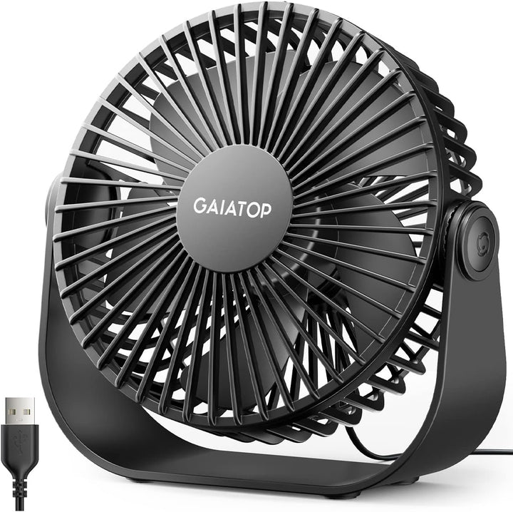 Gaiatop Ventilador de escritorio USB, flujo de aire fuerte de 3 vel...