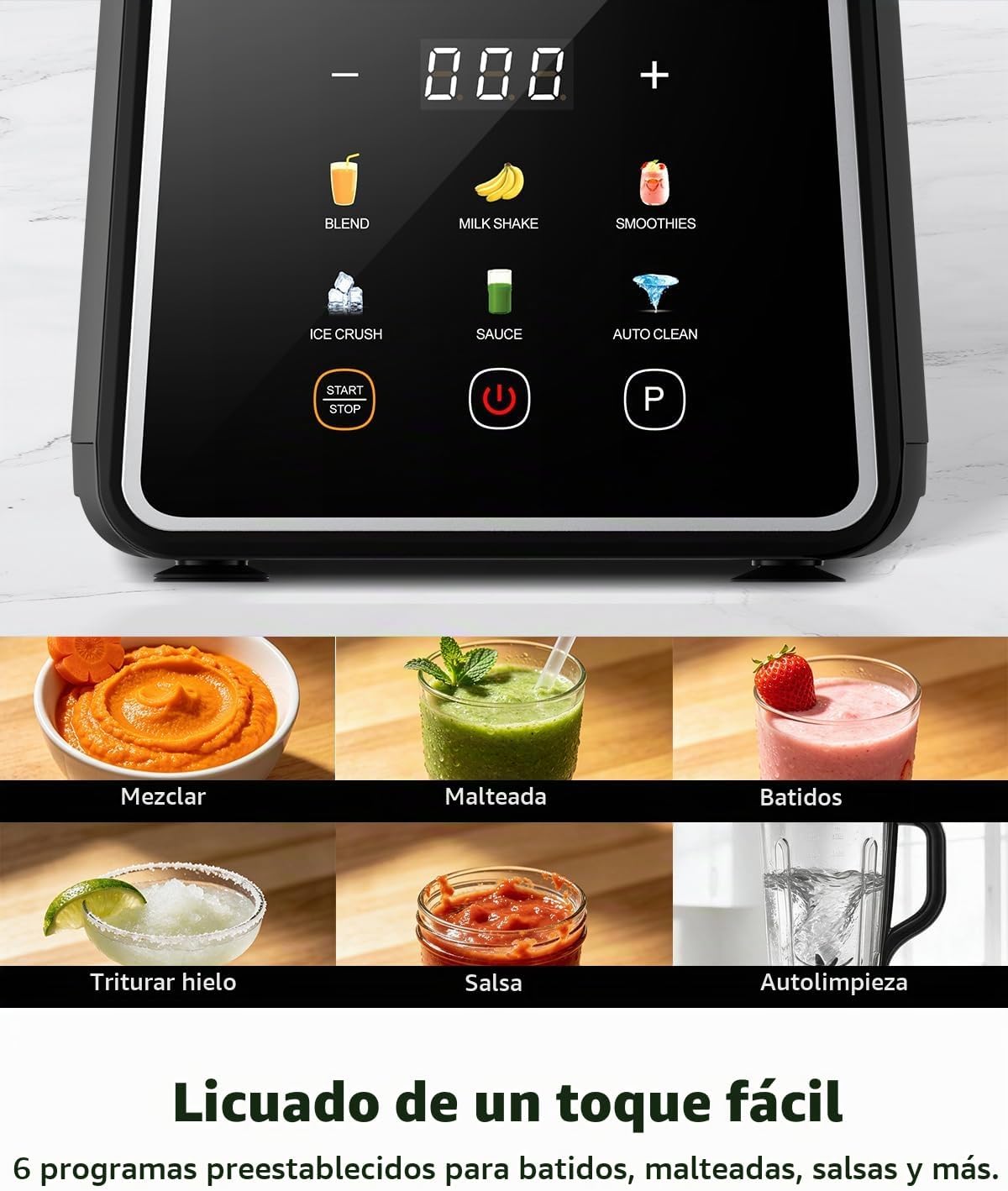 GDOR Licuadora, 1300W Auto-Program Licuadora para Smoothies con Hielo Picado