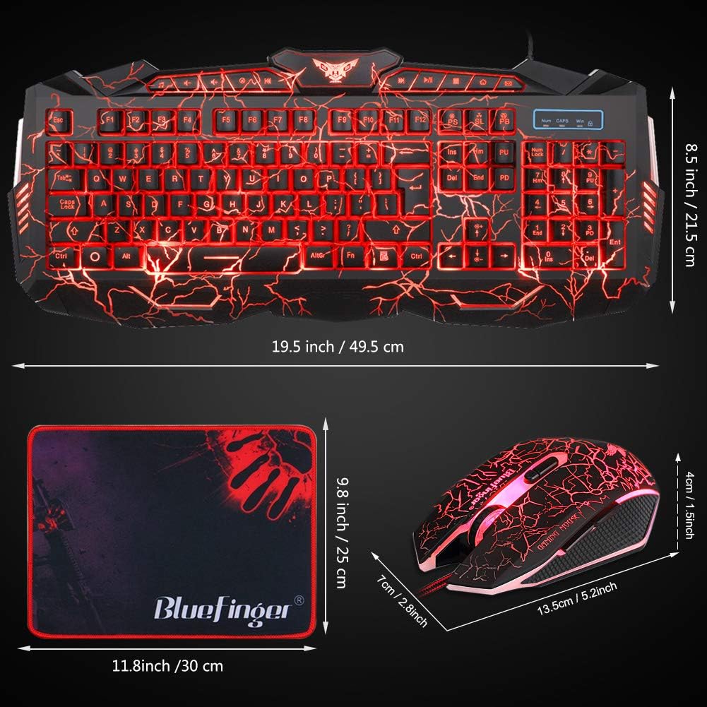 BlueFinger Combo de auriculares y teclado para juegos