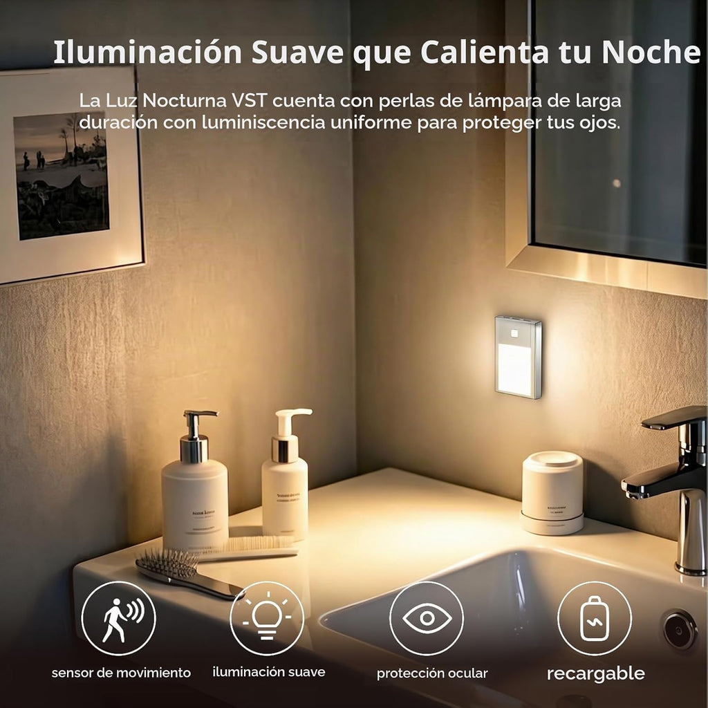 VST Paquete de 3 luces recargables para escaleras con sensor de movimiento