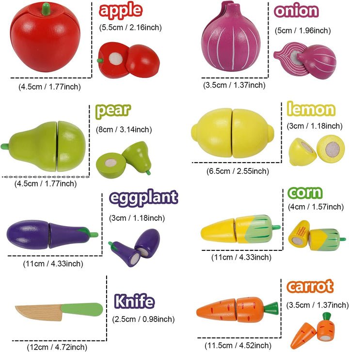 Sundaymot Accesorios de Juguete de Cocina, Alimentos de Madera, Jue...