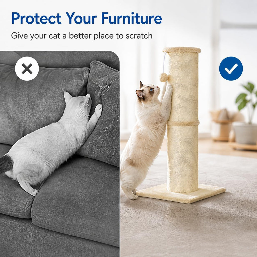 Poste rascador para gatos con poste de sisal de 5.5 pulgadas de