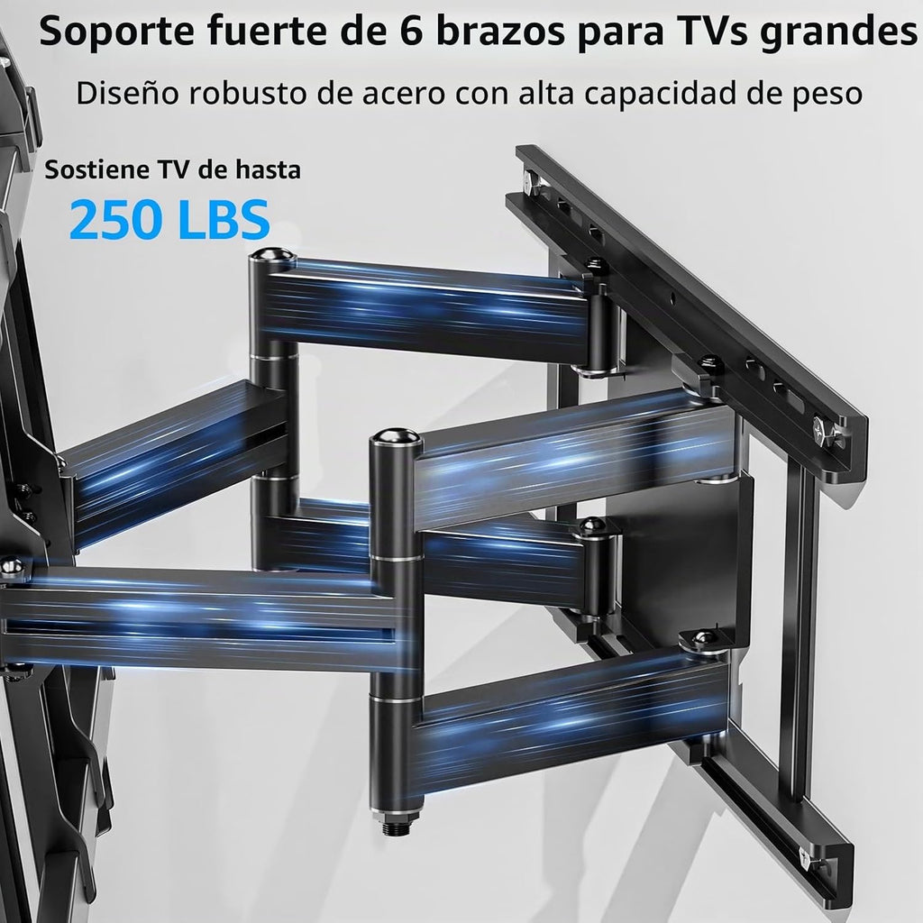 MOUNTUP Soporte de pared para TV con capacidad para 250 libras para televisores grandes de 50 a 110 pulgadas, soporte de TV delgado de movimiento completo de 1.65 pulgadas con extensión, giratorio e