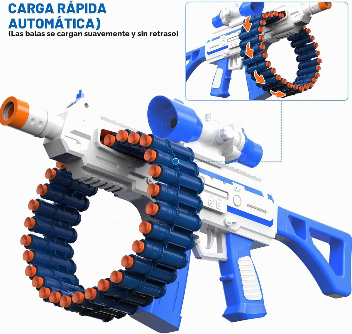Juguete Blaster con 30 clips de dardos y 100 dardos de espuma, juegos de disparos al aire libre, juguetes para niños y niñas adultos de 6 a 12 años, regalos para cumpleaños de Navidad, azul