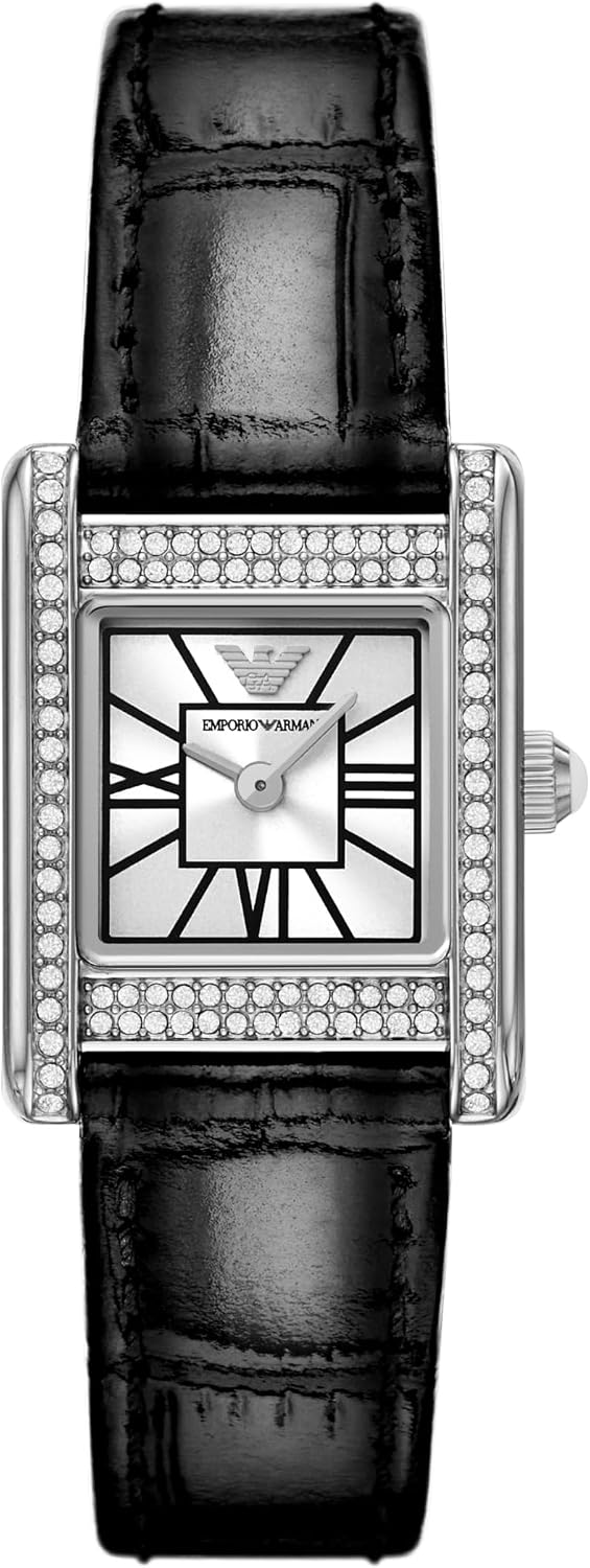 Emporio Armani Reloj rectangular de dos manos; reloj de vestir para mujer