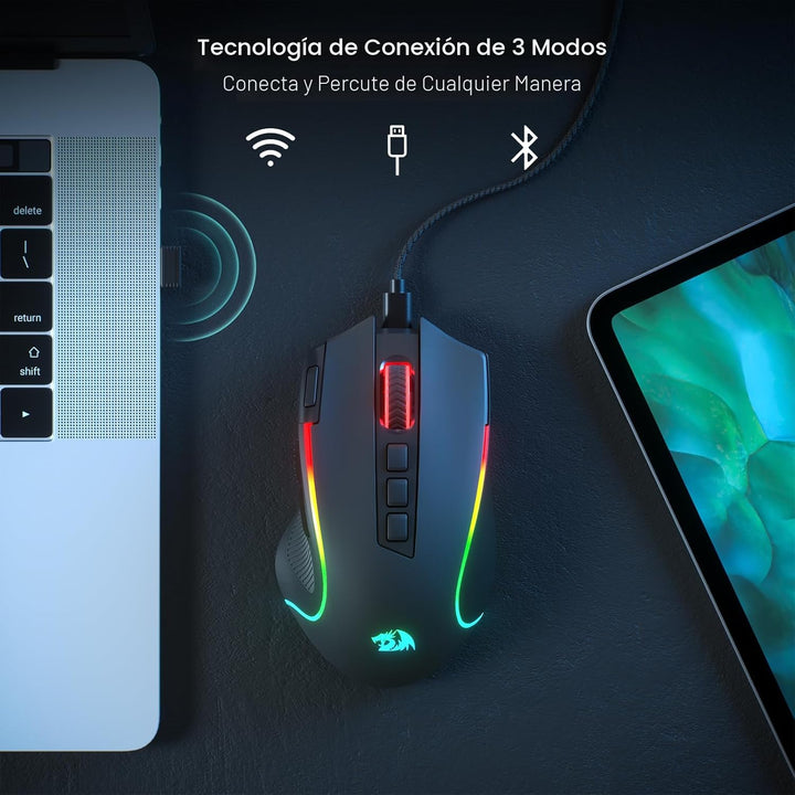 Redragon Ratón para juegos M612 PRO RGB, 8000 DPI con cable\/inalám...