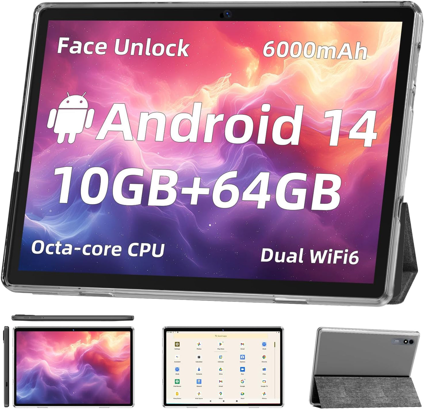 Tablet Android 14, tabletas de 10 pulgadas, CPU Octa Core, 10GB+64G...