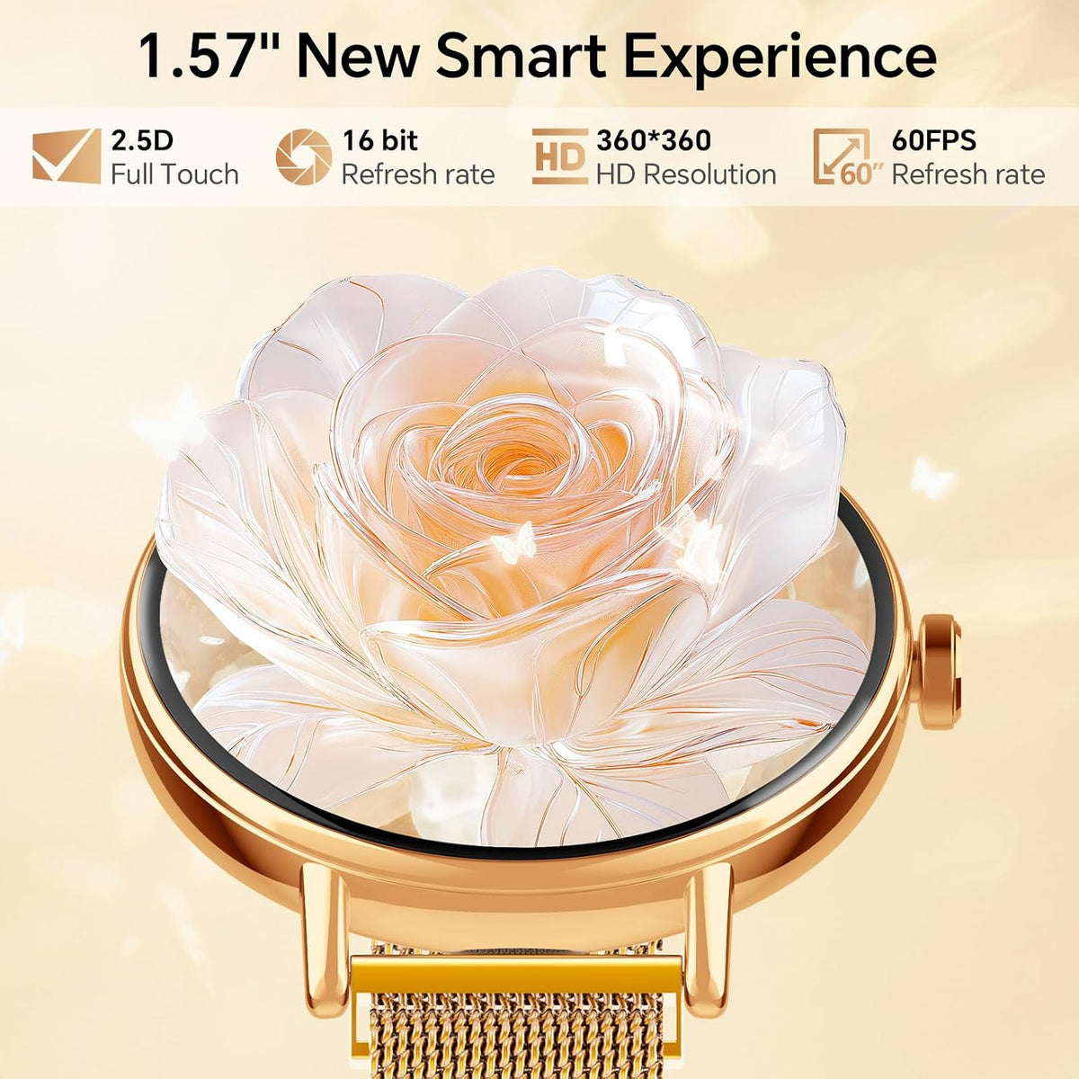 Yoever Reloj inteligente para hombres y mujeres, pantalla táctil de 1.57