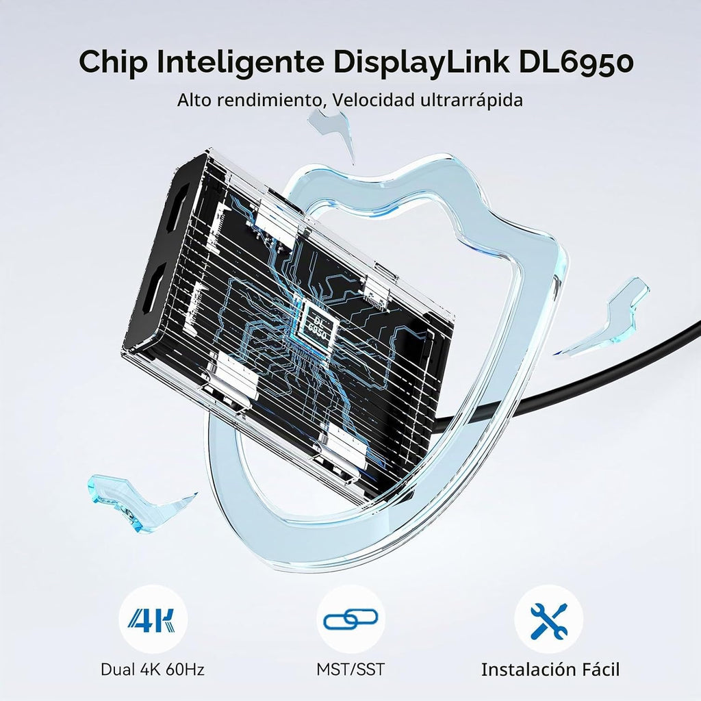 ACASIS Adaptador DisplayLink Dual DP para MacBook Air/Pro M1/M2/M3/M4