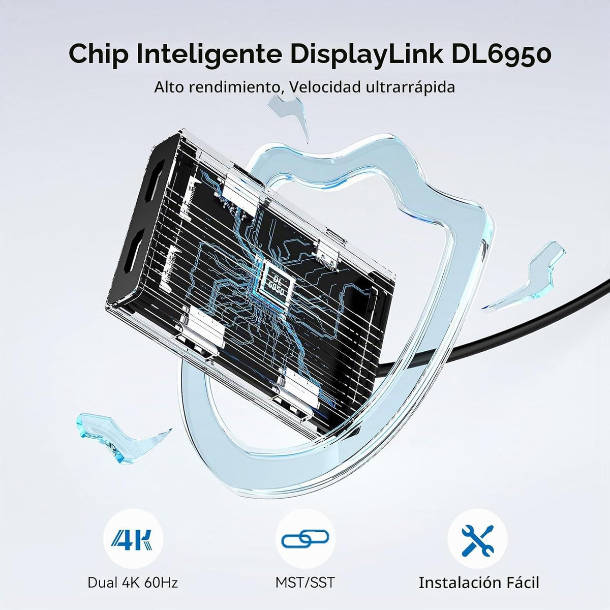 ACASIS Adaptador DisplayLink Dual DP para MacBook Air/Pro M1/M2/M3/M4