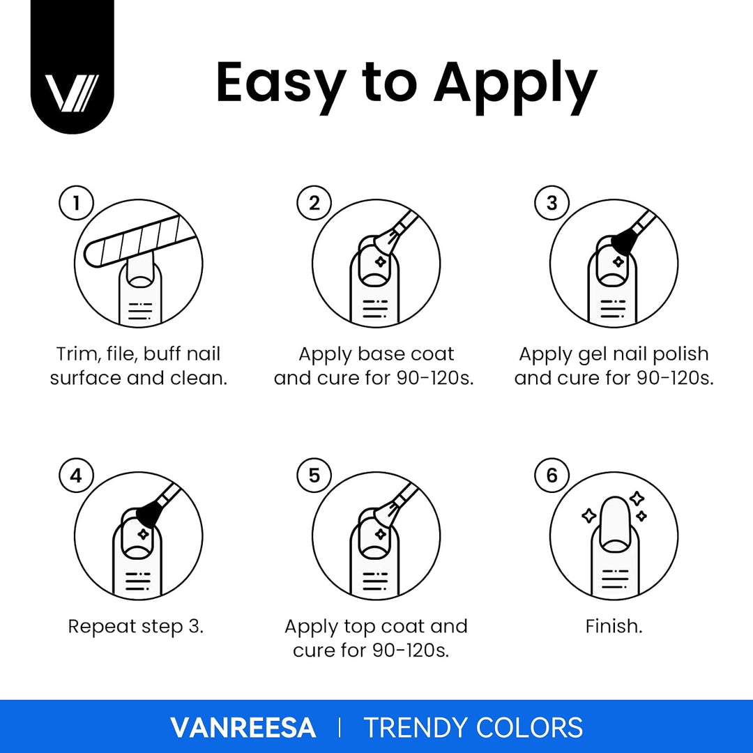 VANREESA Juego de 48 esmaltes de uñas de gel de 42 colores para pri...