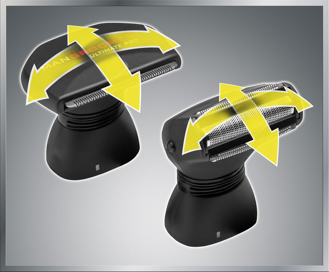 Mangroomer Ultimate Pro Back Shaver con asa 2 cabezas de shock abso...