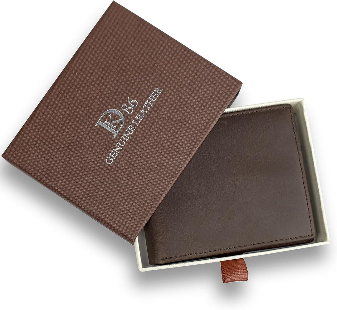 Cartera de cuero genuino DK86 para hombre, billetera biplegable con...