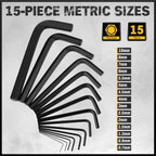 Juego de llaves Allen hexagonales: Juego de 41 piezas de llaves hexagonales y Torx con mango de torque, estándar SAE (0.028"-3/8") y métrico (0.7mm-10mm) y Torx (T9-T50) en estuche de