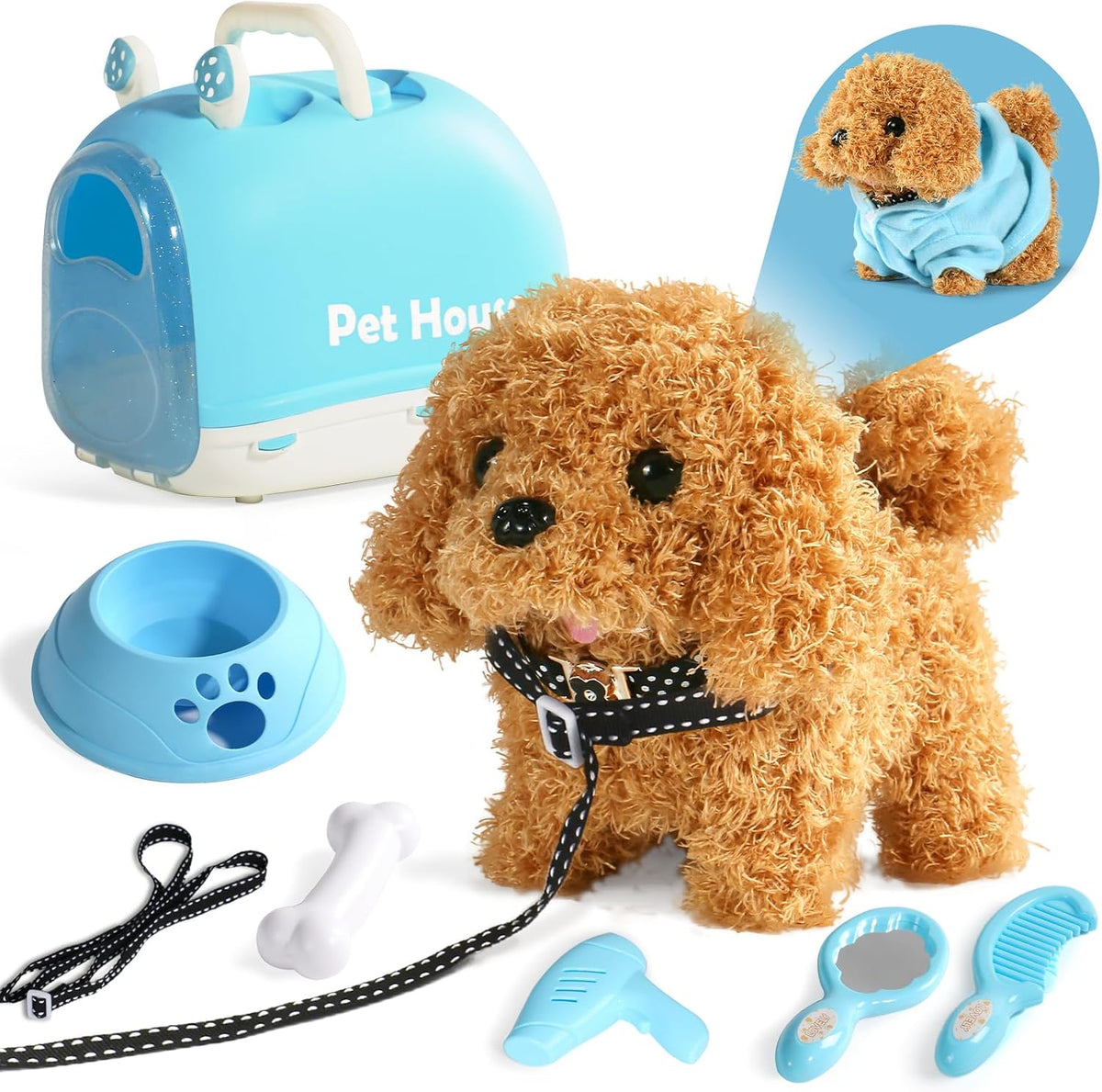 TONZE Robot de juguete para perros para niñas y niños de 3, 4, 5, 6 años, cachorro que camina y ladra
