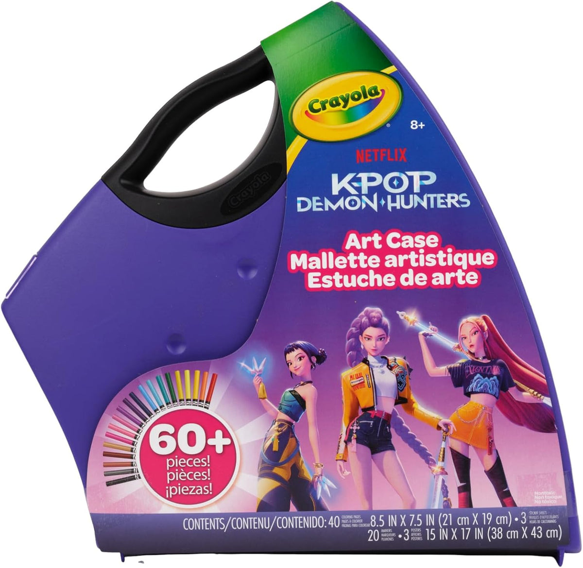 Crayola Kpop Demon Hunters - Estuche de arte (40 + piezas), kit de