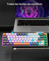 CORBOBO Teclado 60%, teclado para juegos retroiluminado RGB con cab...