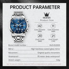 OLEVS Relojes de Hombre Lujo Impermeable Luminiscente Fácil de Leer Cronógrafo Oro Completo/Esfera Blanca/Esfera Negra Reloj de Pulsera con Calendario