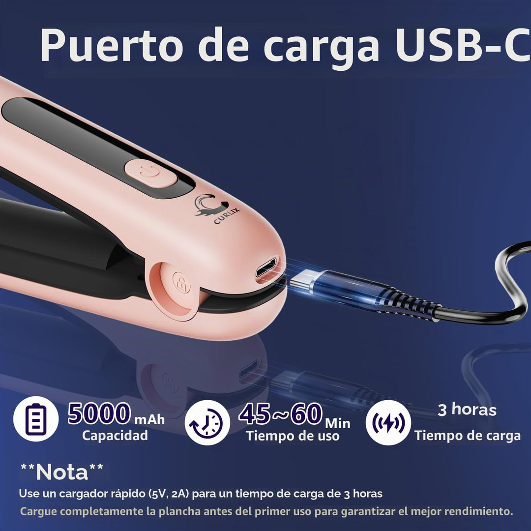 Curlix Alisador y rizador de pelo inalámbrico 2 en 1, incluye bolsa...