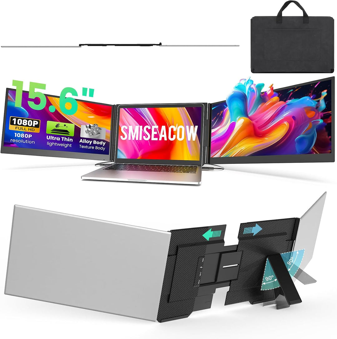 SMISEACOW Extensor de pantalla triple para laptop de 15.6 pulgadas,...