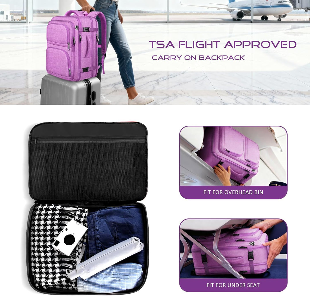 Fxcelets Mochila de viaje para mujer, mochila de transporte expansi...