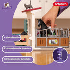 Schleich Horse Club - juego de 34 piezas de juguetes de caballos para el establo con figuras de yegua y potro, figura de gato y accesorios - set de extensión de establo para niñas y niños - juguetes