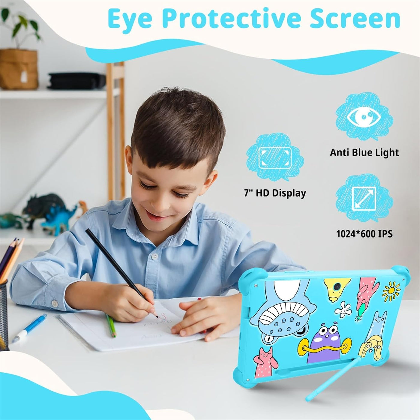 Tableta infantil de 7 pulgadas para niños, tableta Android de 32 GB...