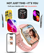 Relojes inteligentes para mujeres y hombres con contador de pasos, monitor de calorías de sueño, podómetro, impermeable IP68, reloj inteligente con más de 120 deportes para iPhone y Android (rosa)