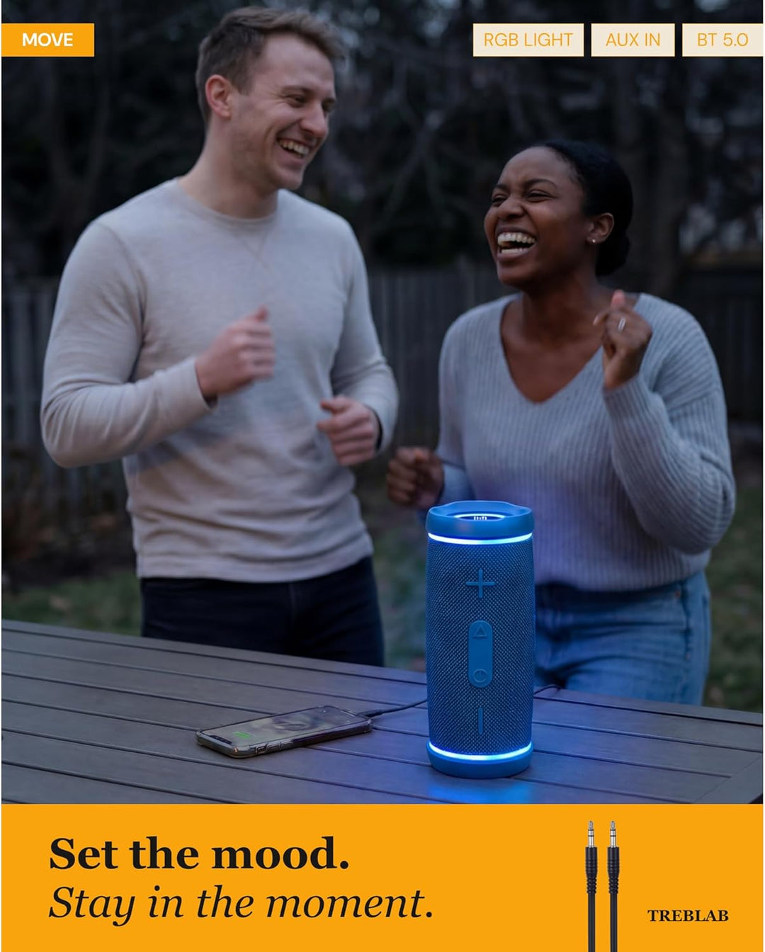 TREBLAB HD77 - Altavoz Bluetooth portátil - Potente sonido de 360°,...
