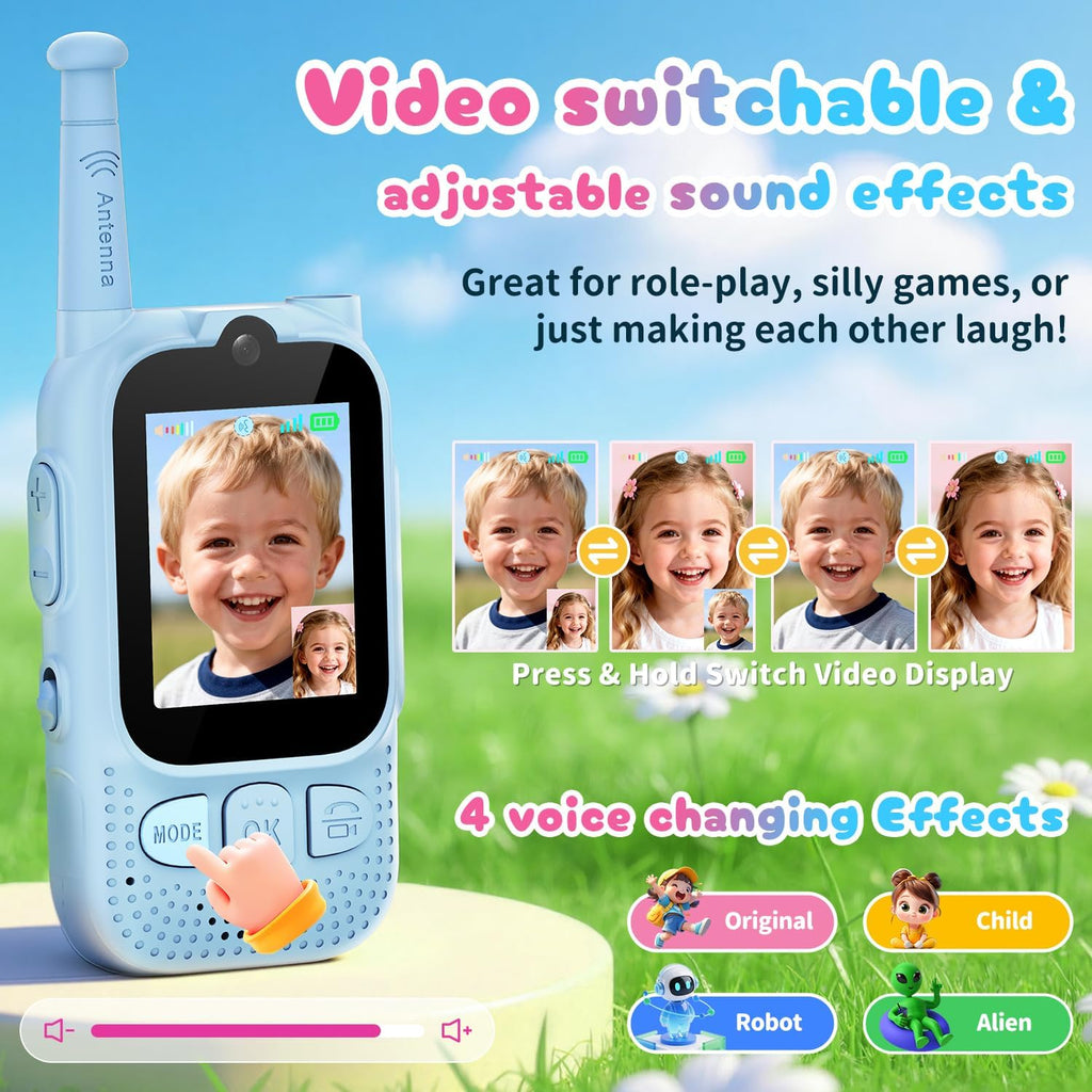 Walkie Talkies de video para niños, paquete de 2 unidades Facetime Wakey