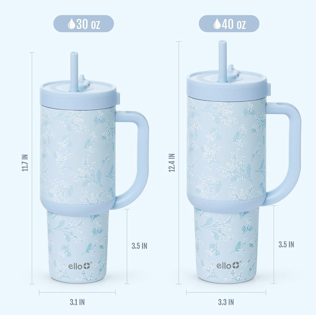Ello Oasis - Vaso aislado de acero inoxidable de 30 onzas con pajilla