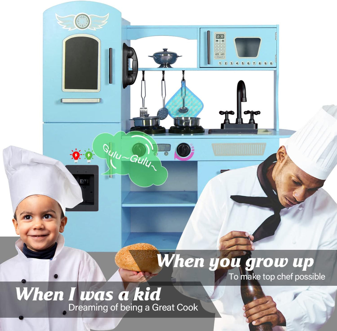 TaoHFE Juego de Cocina de Juguete, Juego de Cocina Azul para Niños...