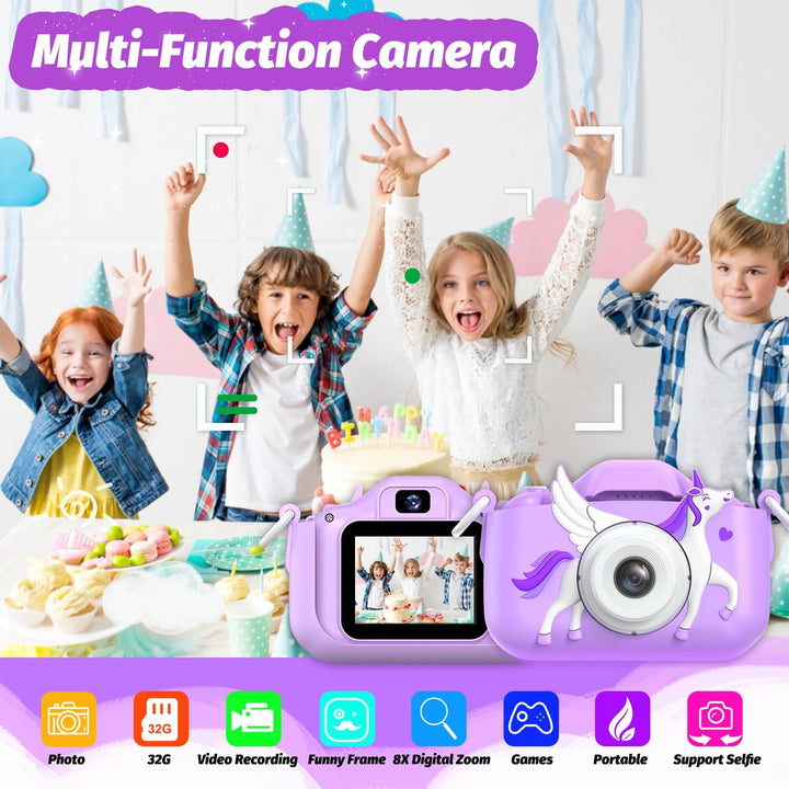 Goopow - Cámara de selfie para niños, juguete de cámara de video di...
