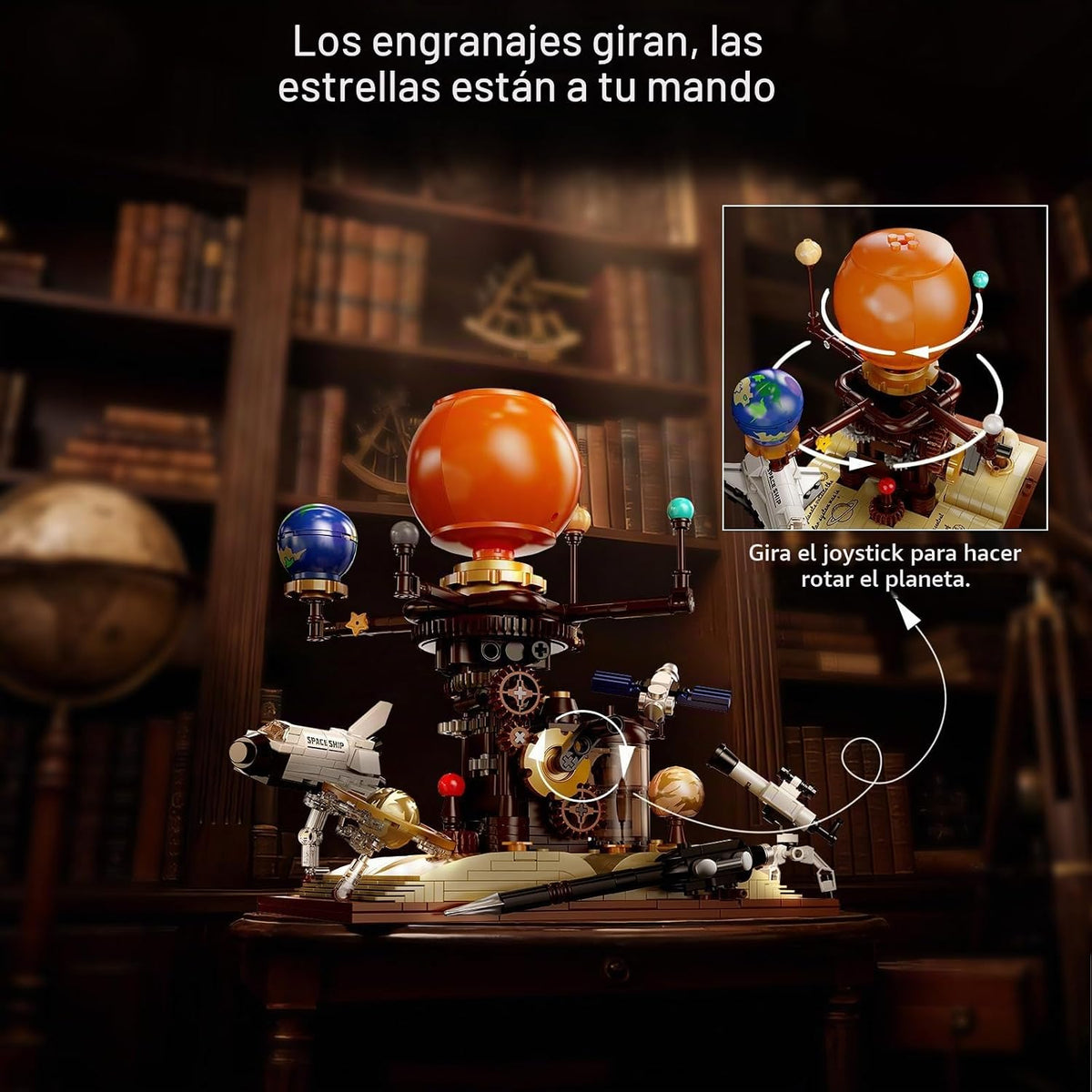 Juguete de bloques de construcción del sistema solar, planeta mecánico Tierra y Luna en órbita, juego de construcción de ciencia astronomía espacial STEM, regalo de cumpleaños educativo para niños de