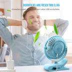 BESKAR Ventilador USB con clip, ventilador de escritorio pequeño po...