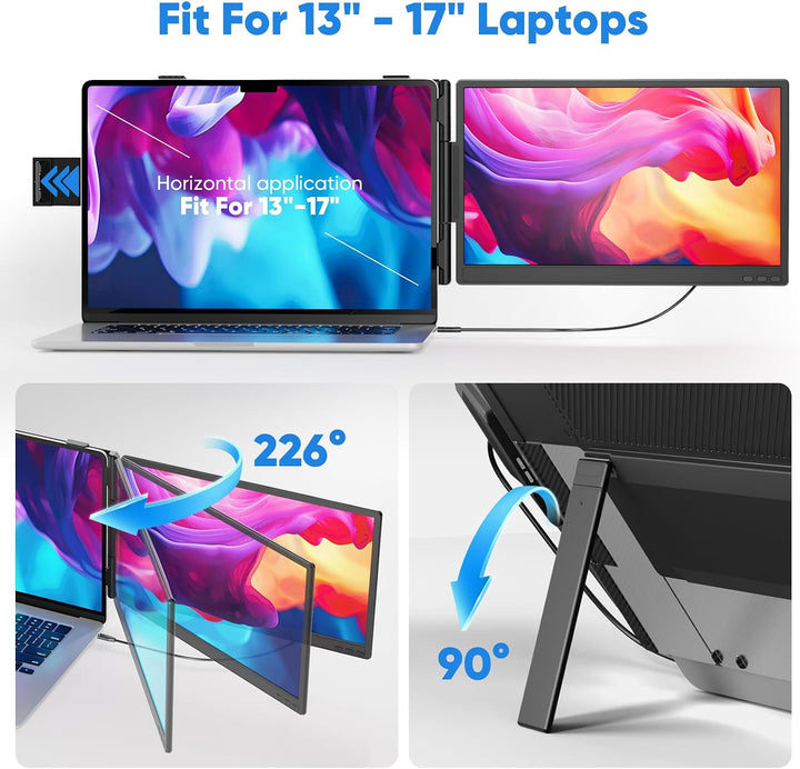 Extensor de pantalla para laptop, monitor portátil FHD 1080P de 14...