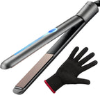NITION Plancha plana LCD de turmalina de cerámica MCH 10s Calentamiento, Single, Oro champán